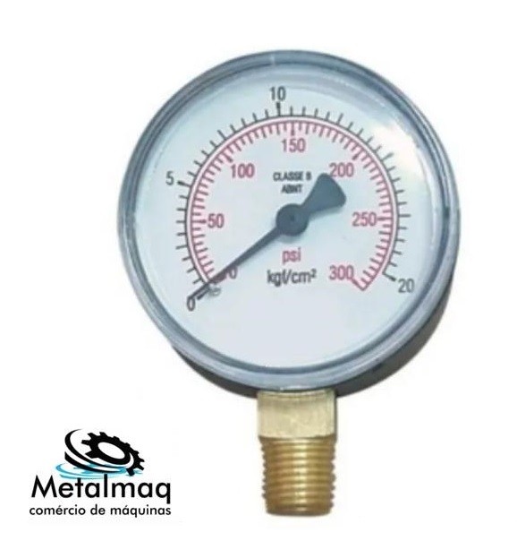 Manômetro medidor de Pressão 300lbs Psi 20bar 1/4 - C2684